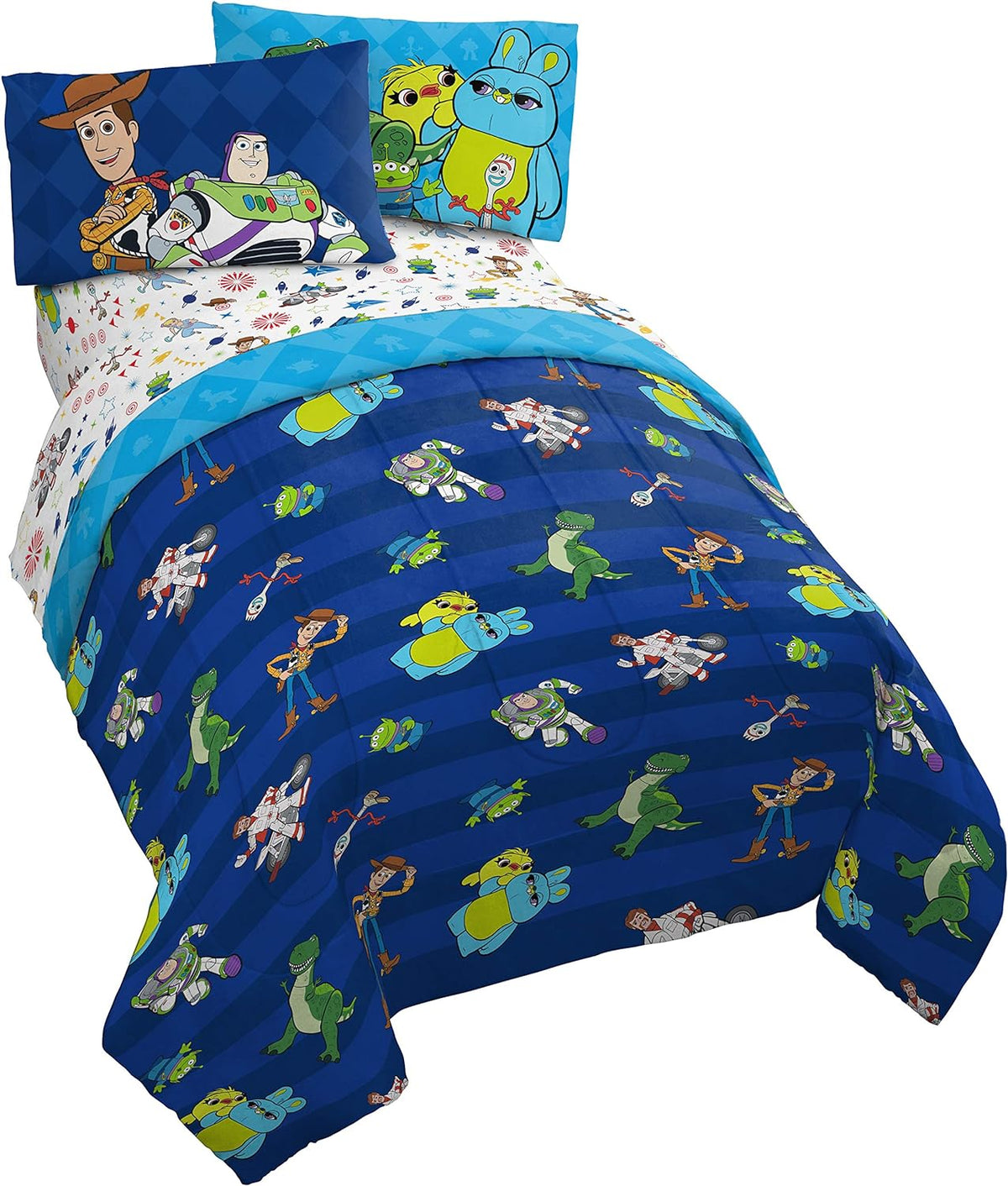 Disney Toy Story Woody Full Size Comforter Set 5 Piece Kids Bedding, Blue