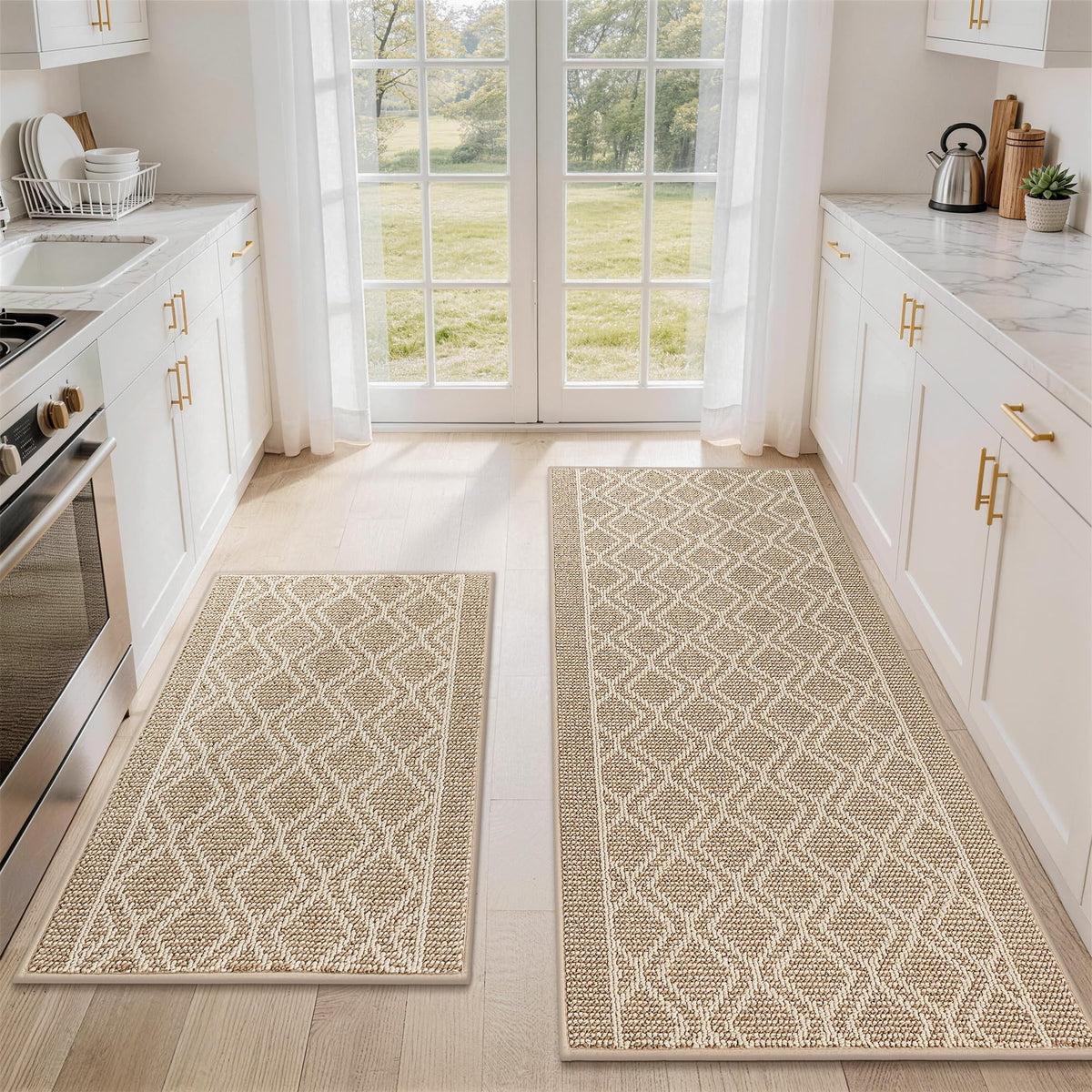 COSY HOMEER 48x20Inch/30X20Inch Kitchen Rug Mats,Grey