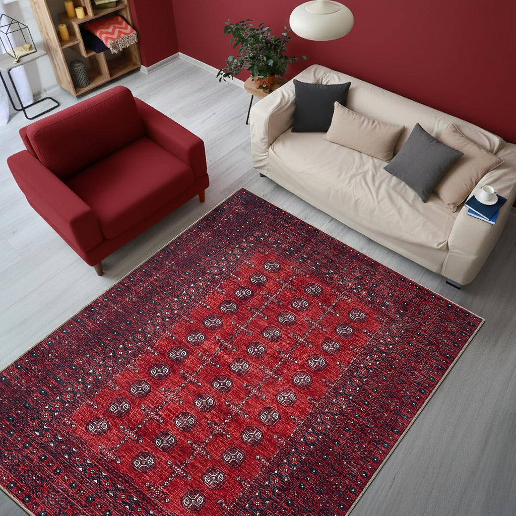 Keen Home Design Vintage Washable Area Rug, Non-Slip Low Pile, 5x7