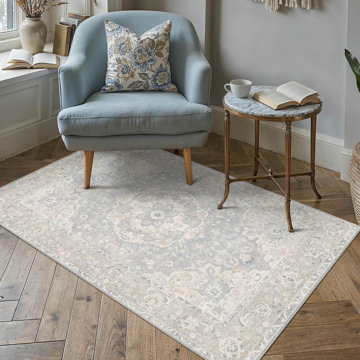 8x10 Beige Area Rug Vintage Carpet