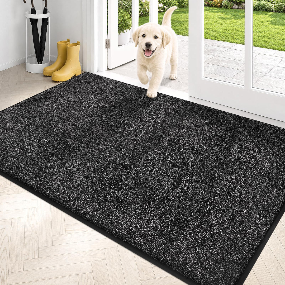 PURRUGS Dirt Trapping Indoor Door Mat, 20" x 31.5", Bluish Grey-Black