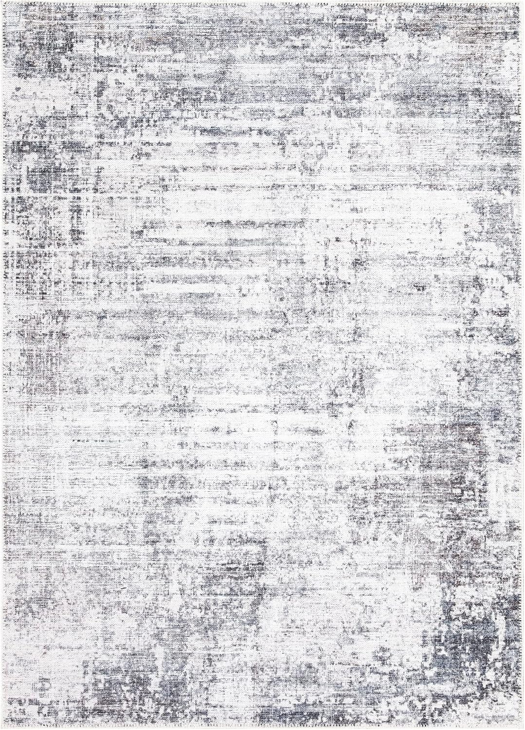 Bloom Rugs Washable Non-Slip 8' x 10' Rug - Gray/Charcoal/Blue Modern Abstract Area Rug for Living Room, Bedroom, Dining Room, and Kitchen - Exact Size: 8' x 10'