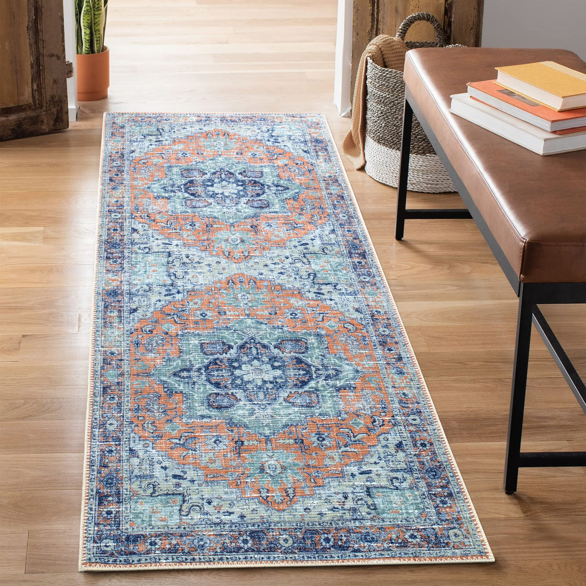 Bloom Rugs Washable Non-Slip 8' x 10' Rug - Gray/Charcoal/Blue Modern Abstract Area Rug for Living Room, Bedroom, Dining Room, and Kitchen - Exact Size: 8' x 10'