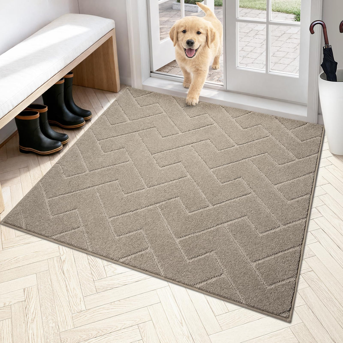 PURRUGS Dirt Trapping Door Mat Indoor Entrance, 20" x 31.5", Grey