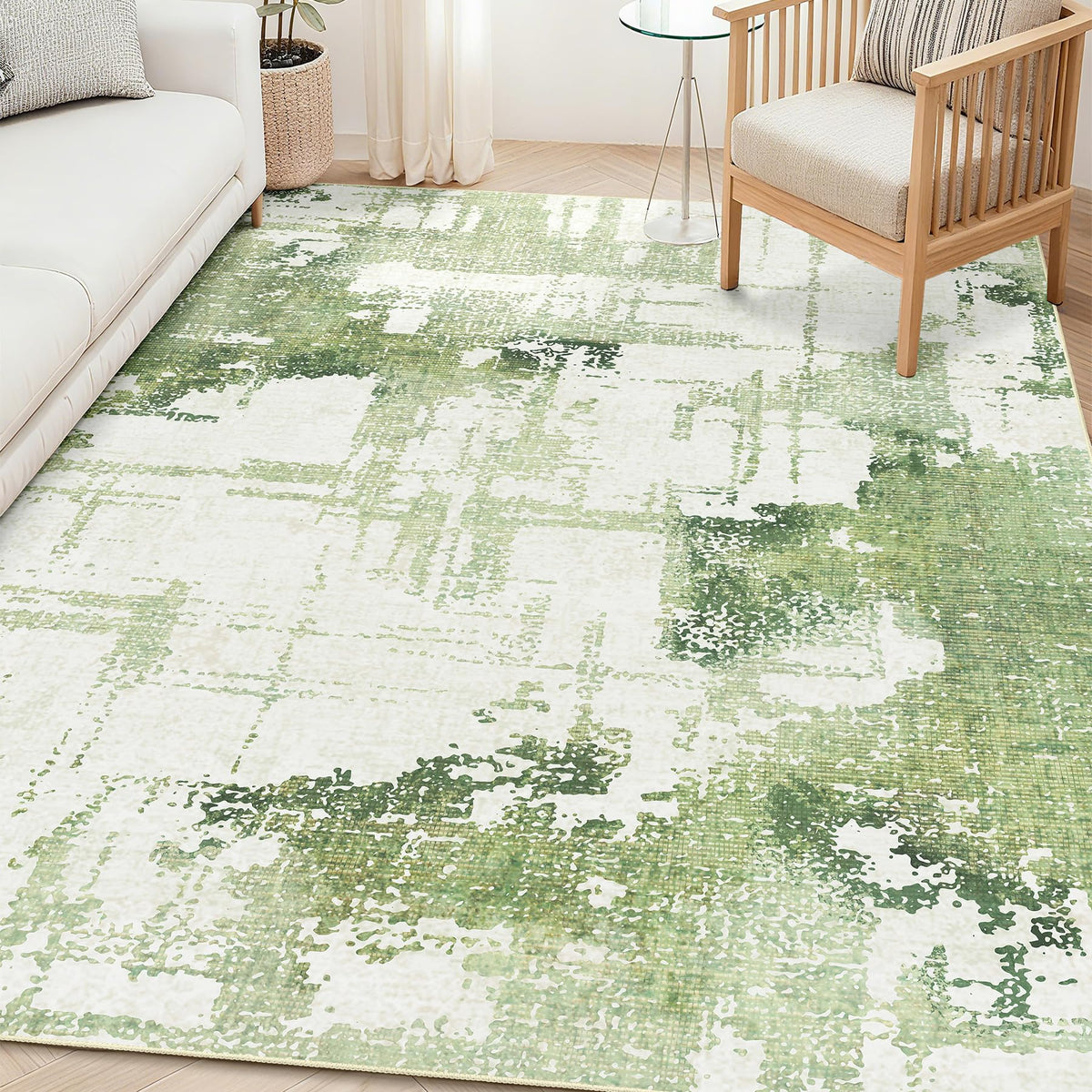 Beige Rug 3x5 Washable Area Rugs for Bedroom Living Room Kitchen Entryway Bedside,Small Modern Marble Abstract Non Slip Carpet