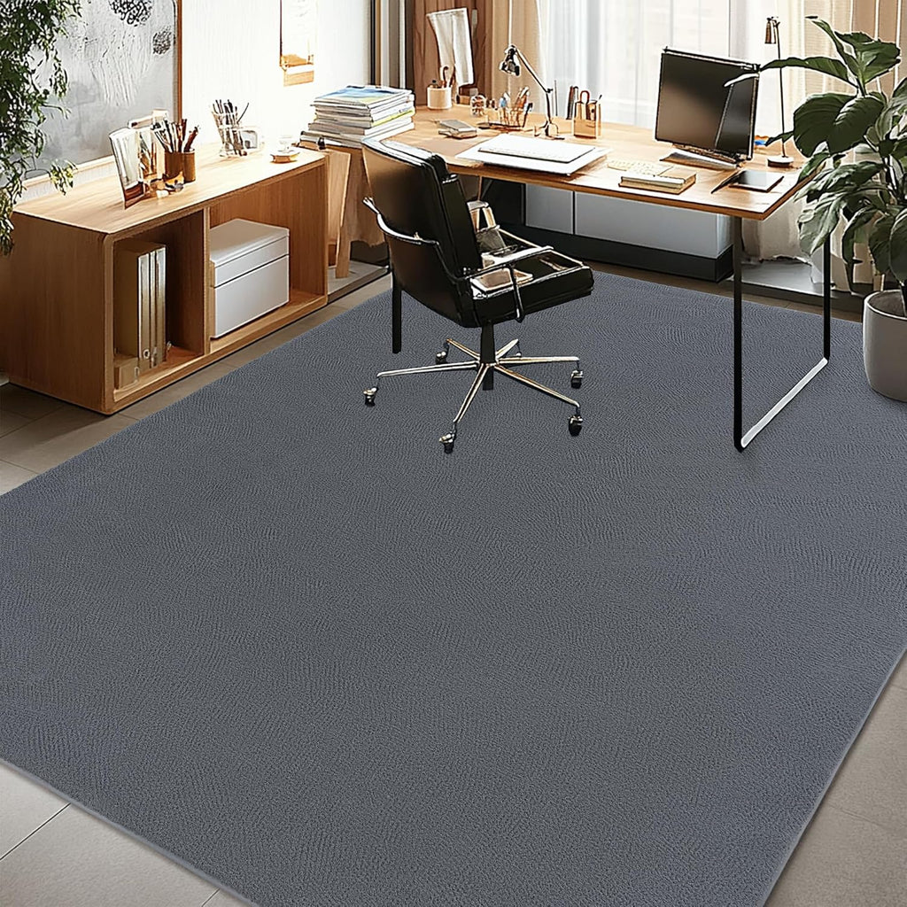4x6 Ft Grey Modern Memory‑Foam Area Rug, Solid Indoor Carpet for Bedroom