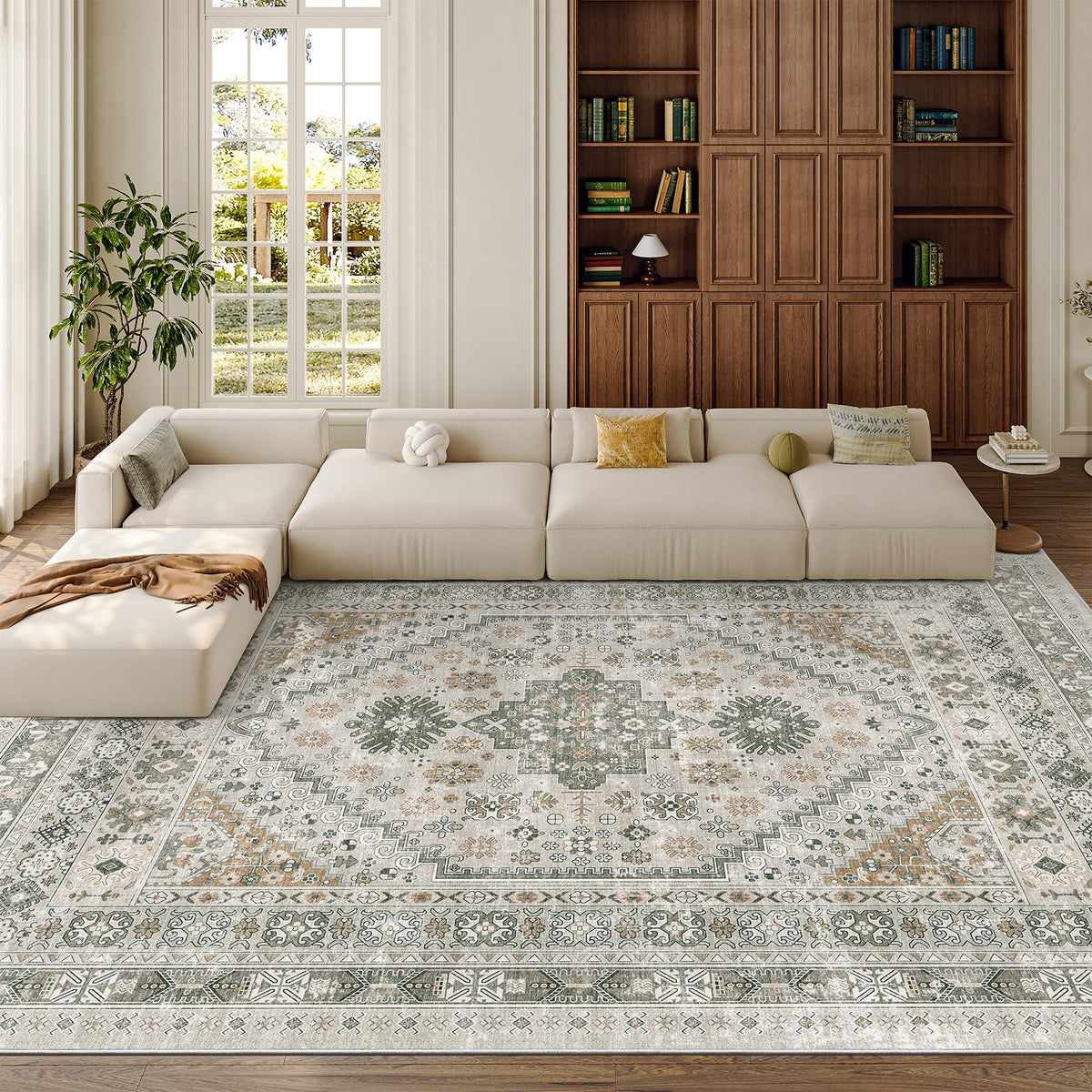 zesthome 5x7 Area Rugs for Living Room,Large Washable Rug,Orange