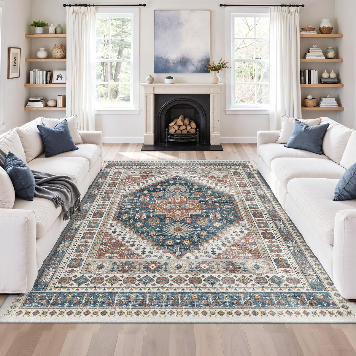 zesthome 5x7 Area Rugs for Living Room,Large Washable Rug,Orange