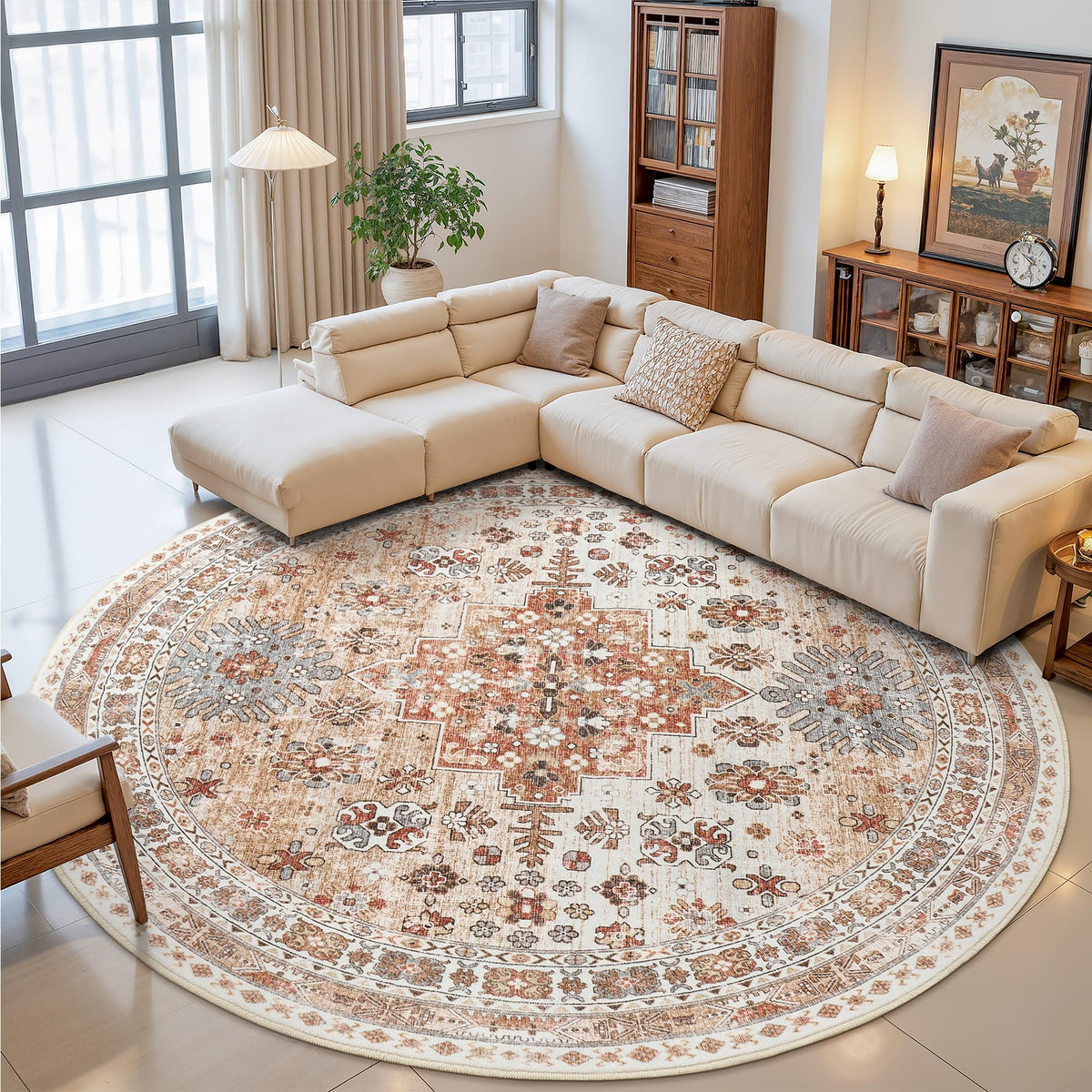 zesthome 5x7 Area Rugs for Living Room,Large Washable Rug,Orange