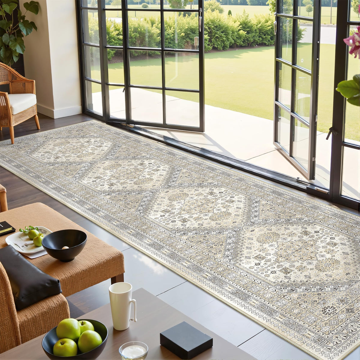 4x6 Area Rugs for Living Room, Non Slip Rugs for Bedroom, Beige