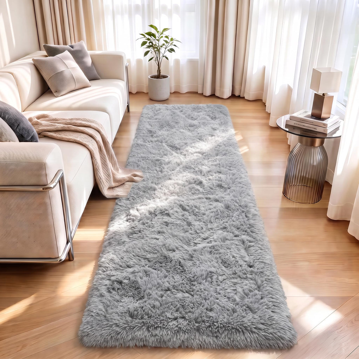 LOCHAS 4x6 Area Rugs Fluffy Living Room Carpets for Kids Bedroom, White