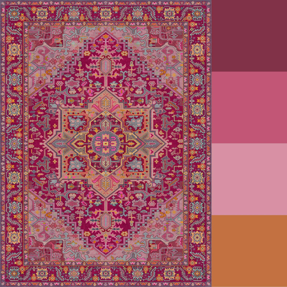 Kokia 9x12 Washable Area Rugs Maroon with Vintage Orient Design, Soft Rug for Living Room or Bedroom, Non-Slip Low Pile Stain Resistance Features, Distressed Medallion Pattern
