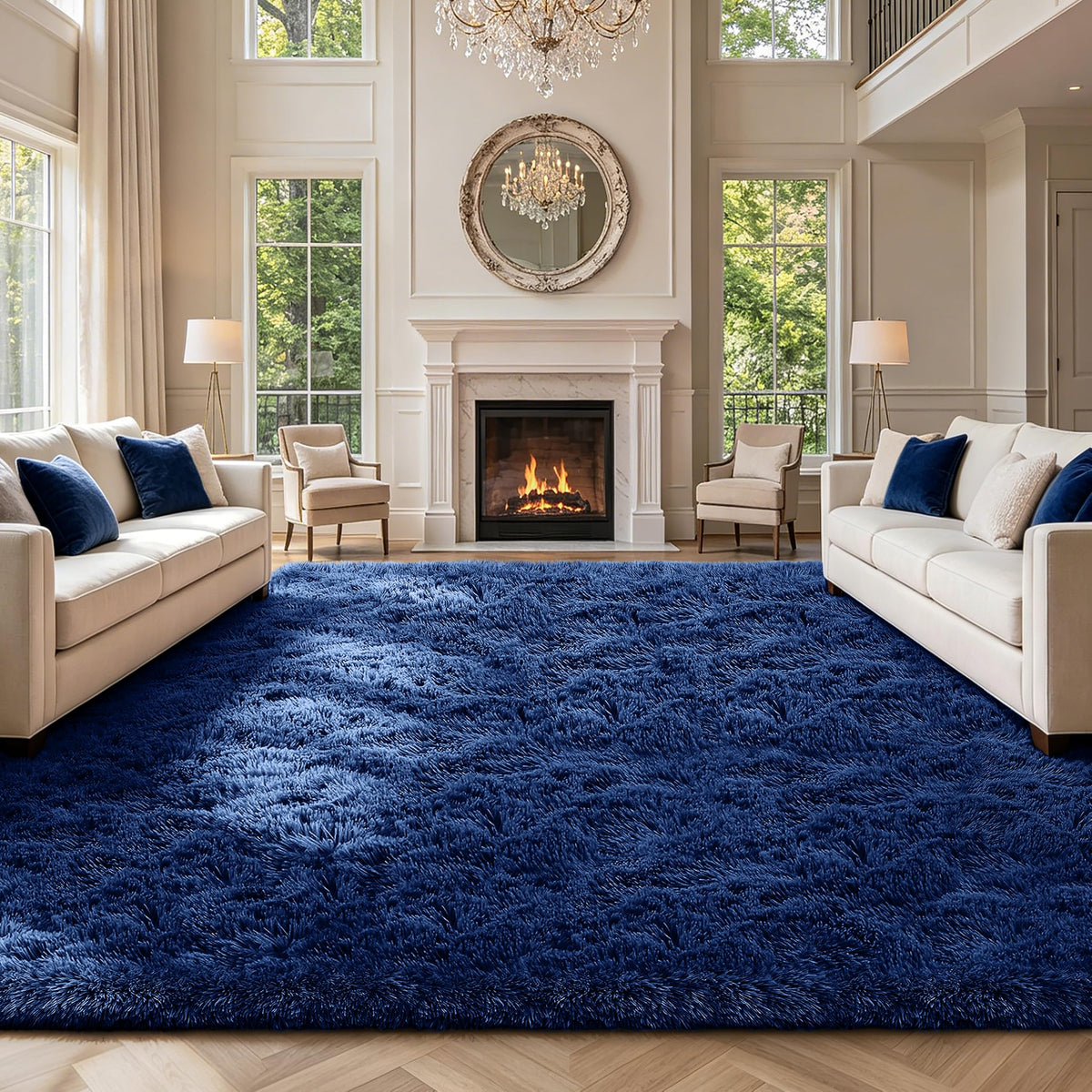 Shag Area Rugs for Bedroom Living Room,4X6 Ultra Soft Fluffy Area Rugs for Dorm,Indoor Carpet Plush Rugs for Home Decor,Tie-Dye Grey
