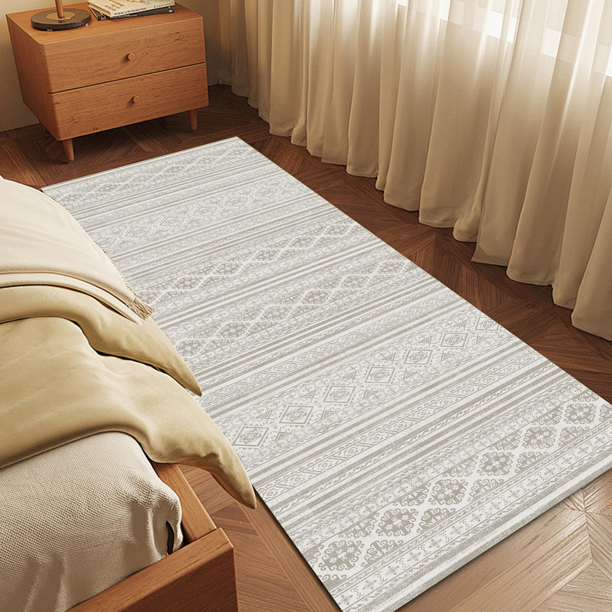 RUGSURE Washable Area Rug - 1/6 Thick - Stain & Water Resistant Non-Slip - Resistant Rug for Living Room, Bedroom, Nursery, Pet & Child Friendly, Vintage Charm Area Rugs (Grey+LightTeal, 3' x 5 ')