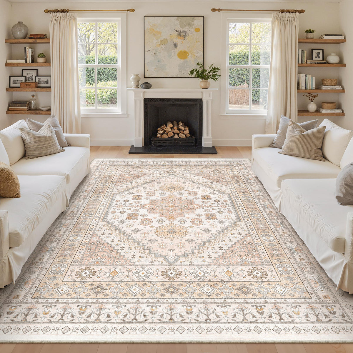 zesthome 5x7 Area Rugs for Living Room,Large Washable Rug,Orange