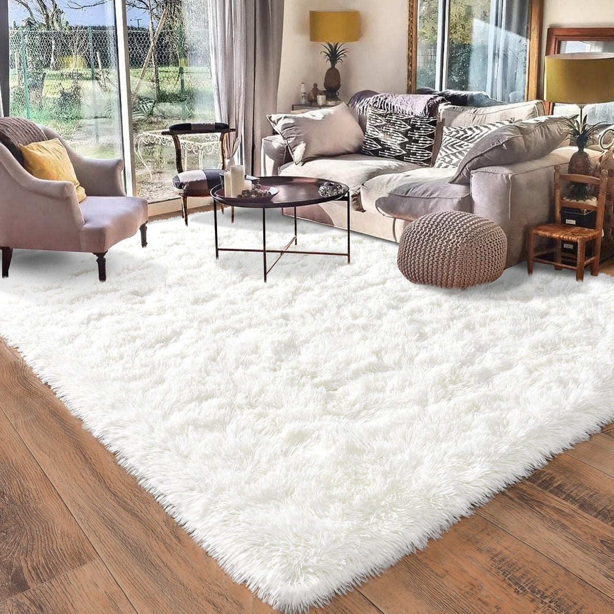 Black Rug for Bedroom, Soft Shaggy Modern Shag 4x6 Area Rugs for Living Room, Upgrade Non-Slip Plush Fluffy Carpet for Kids Boys Girls Room Dorm Home Decor Aesthetic