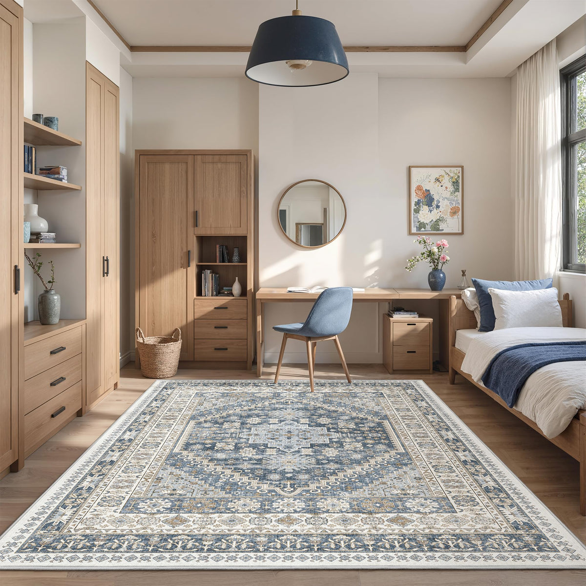 4x6 Area Rugs for Living Room, Non Slip Rugs for Bedroom, Beige