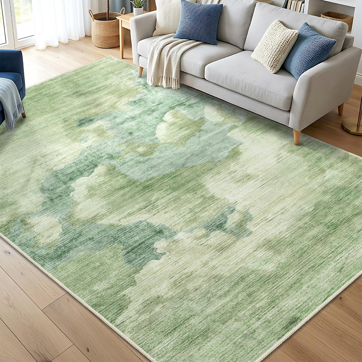 Beige Rug 3x5 Washable Area Rugs for Bedroom Living Room Kitchen Entryway Bedside,Small Modern Marble Abstract Non Slip Carpet