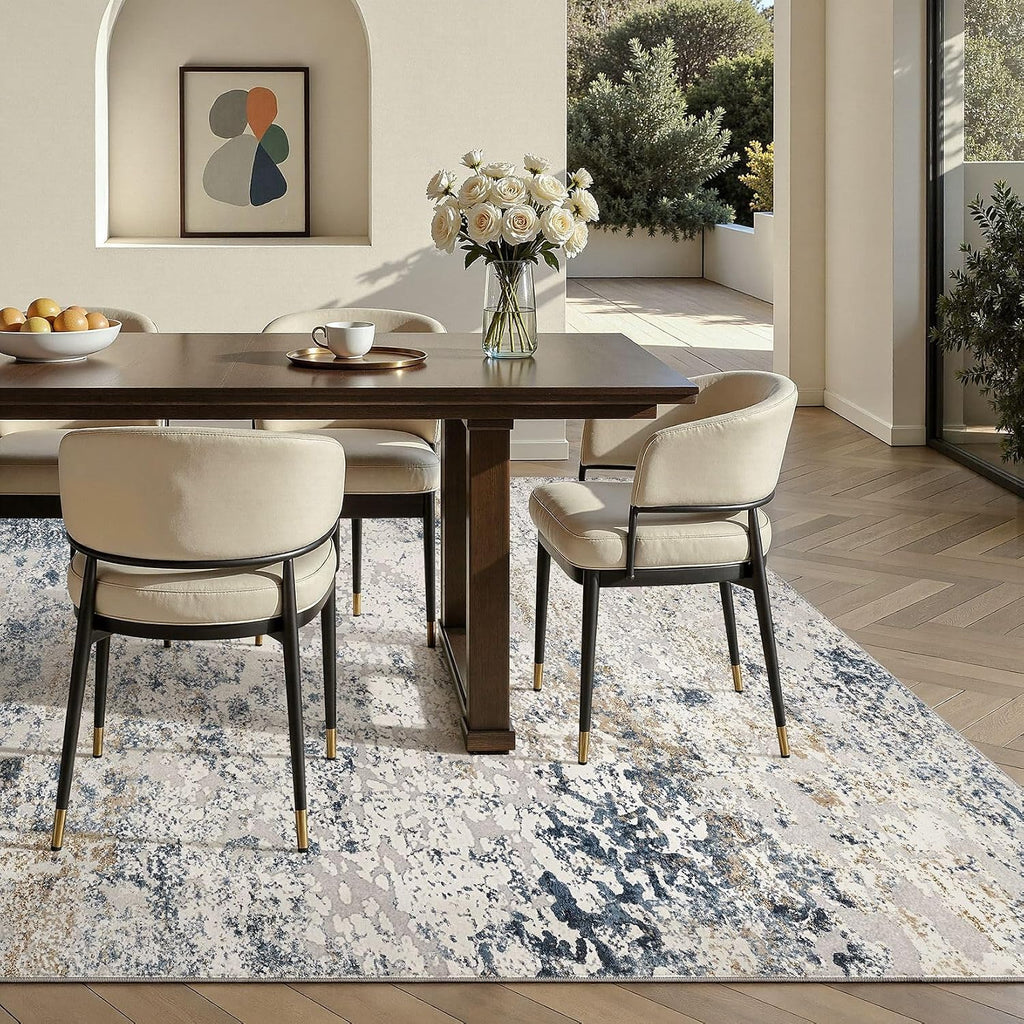 DMOYEST Area Rug Living Room Rugs 5x7 Washable Abstract Beige Blue Carpet