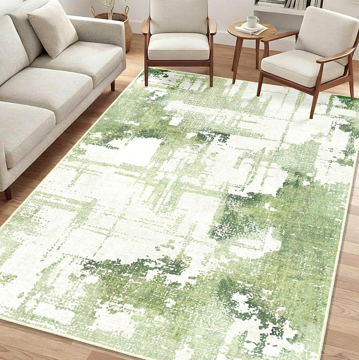 Beige Rug 3x5 Washable Area Rugs for Bedroom Living Room Kitchen Entryway Bedside,Small Modern Marble Abstract Non Slip Carpet