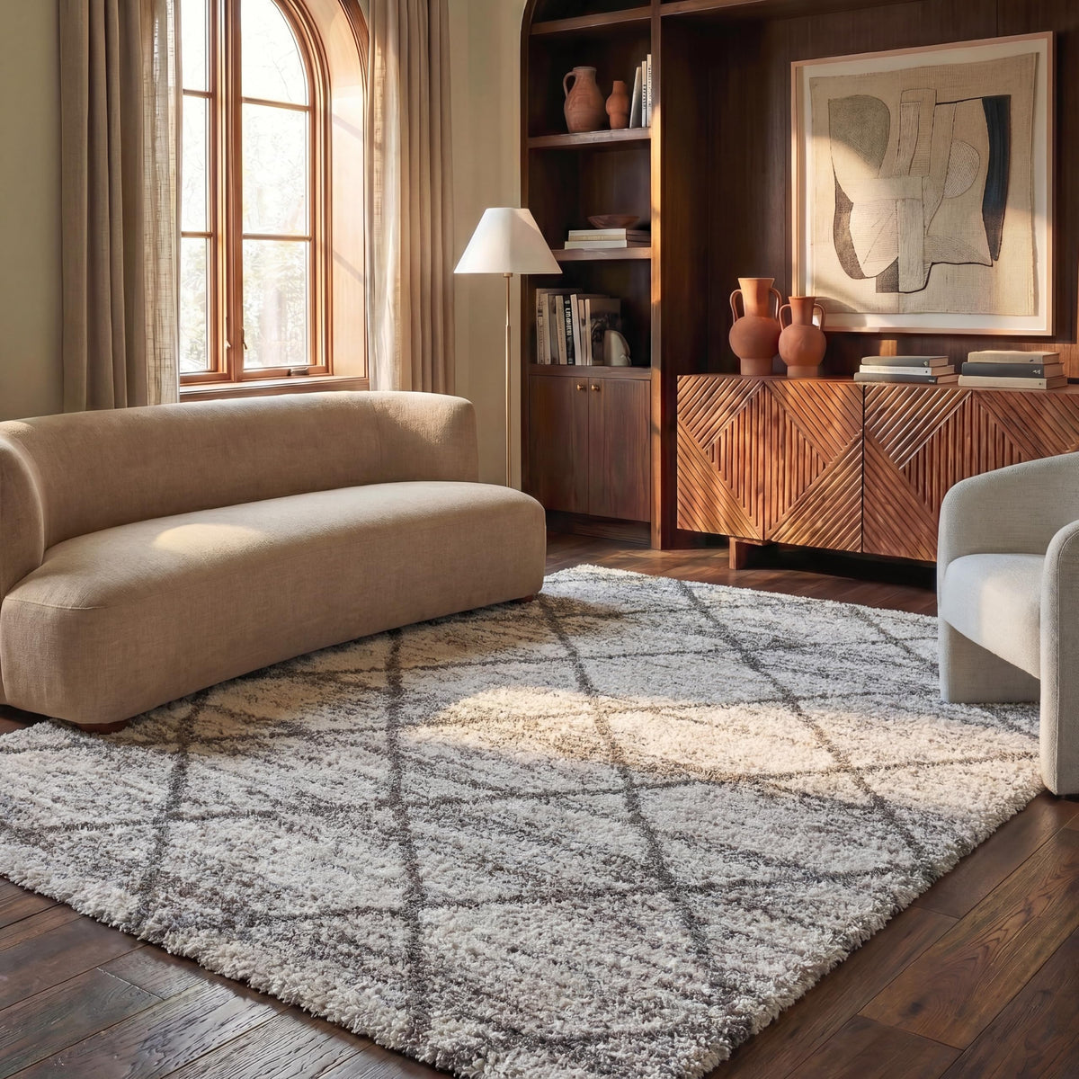 SAFAVIEH Hudson Shag Accent Rug 3'x5', Soft Plush Grey & Beige SGH281J