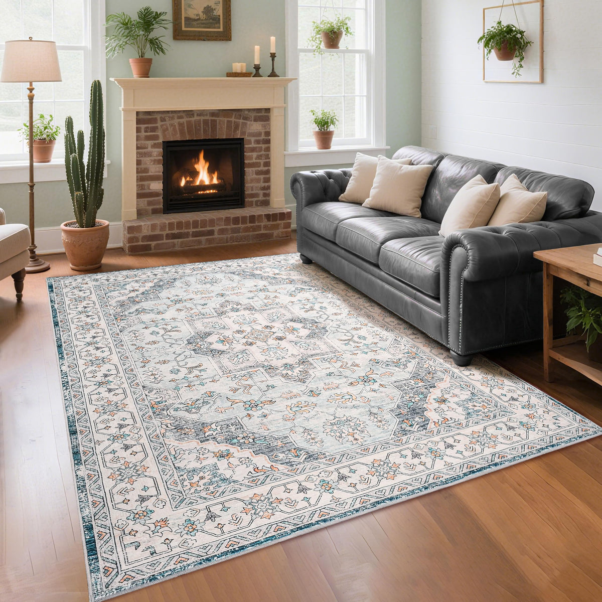 CRYPTOLITE Abstract Area Rug Washable Rug with Non-Slip Backing Low Pile Area Rugs for Living Room,Bedroom,Dining Room,4x6, Gold&Grey