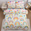Btargot 5 Piece Full Size Pink Rainbow Comforter Set for Girls Boys Kids, Cartoon Cartoon Butterfly Bedding Set, Bed in a Bag with Comforter, Sheets and Pillowcases