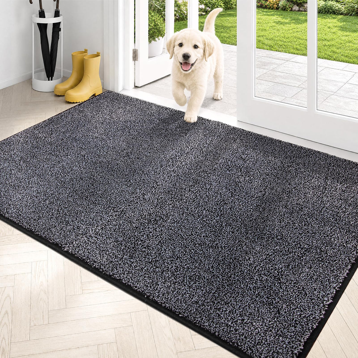 PURRUGS Dirt Trapping Indoor Door Mat, 20" x 31.5", Bluish Grey-Black