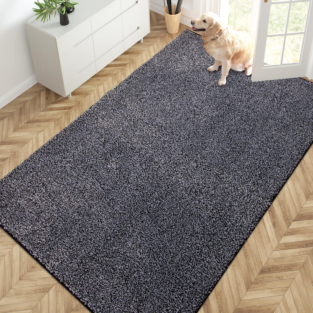 PURRUGS Dirt Trapping Indoor Door Mat, 20" x 31.5", Bluish Grey-Black