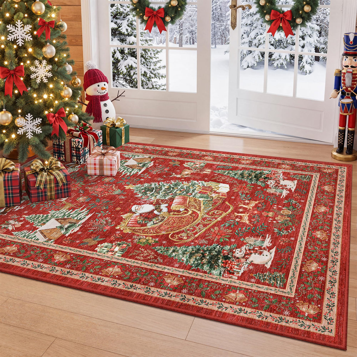 zesthome 5x7 Area Rugs for Living Room,Large Washable Rug,Orange