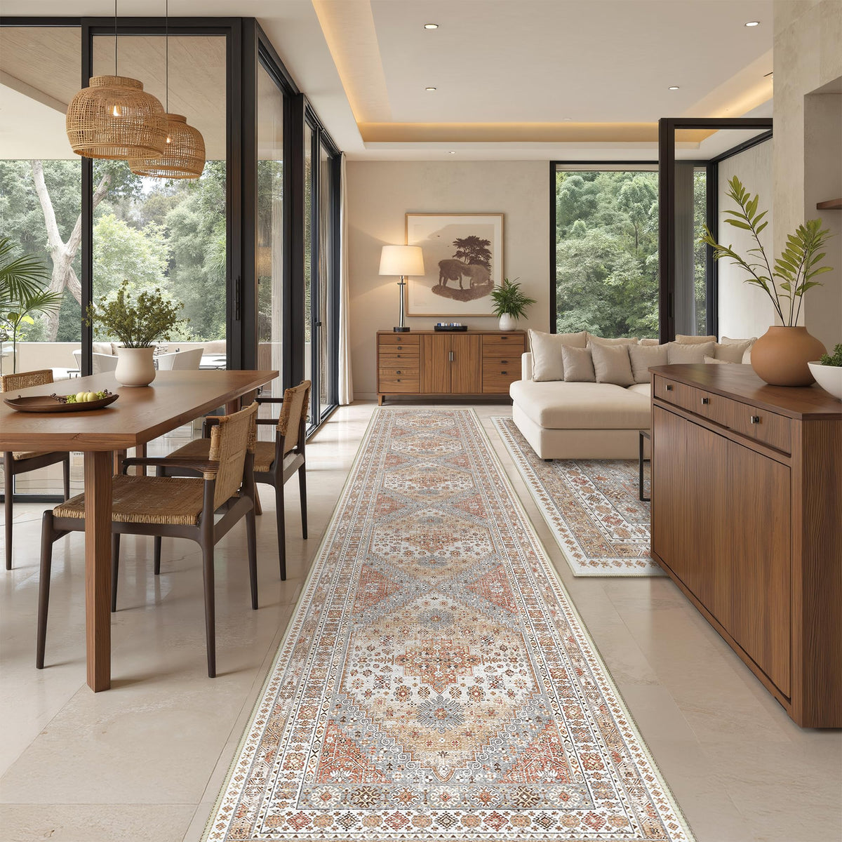 4x6 Area Rugs for Living Room, Non Slip Rugs for Bedroom, Beige