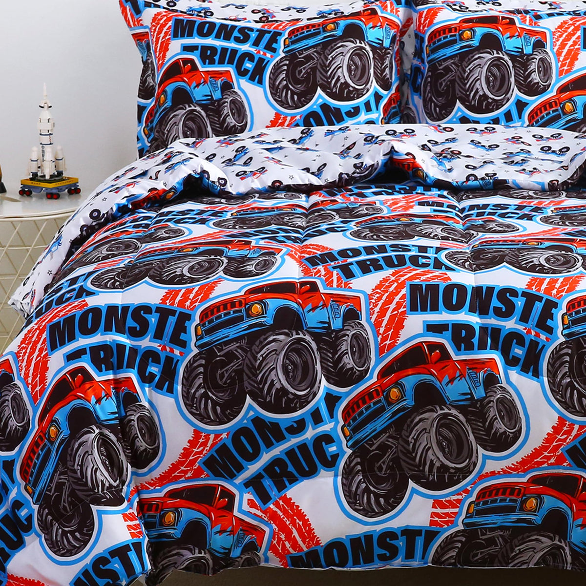 Viviland Kids Twin Bedding Sets, Boys Comforter, White Car