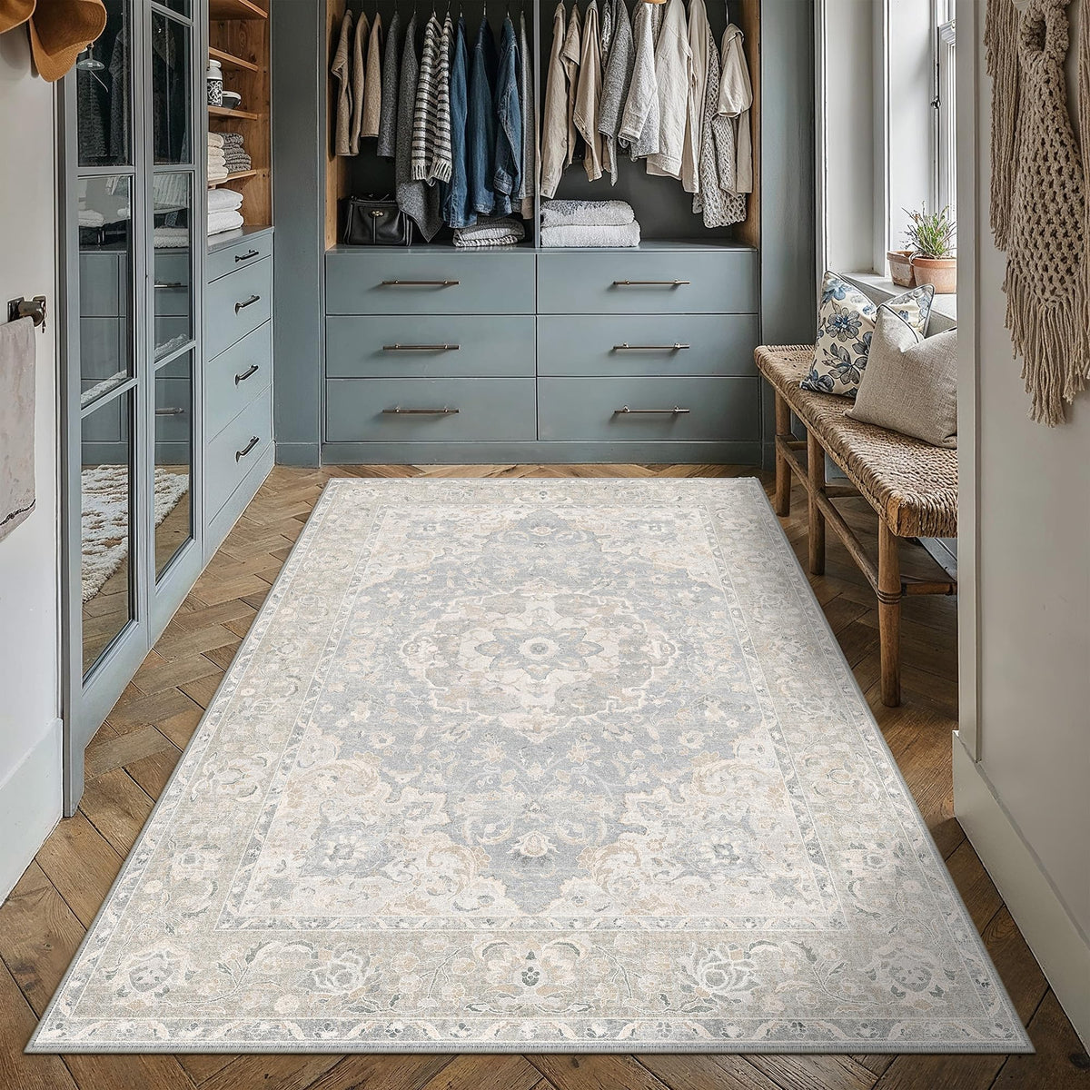 8x10 Beige Area Rug Vintage Carpet