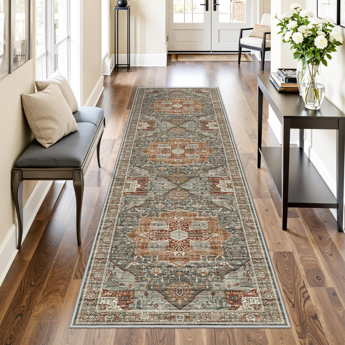 4x6 Area Rugs for Living Room, Non Slip Rugs for Bedroom, Beige
