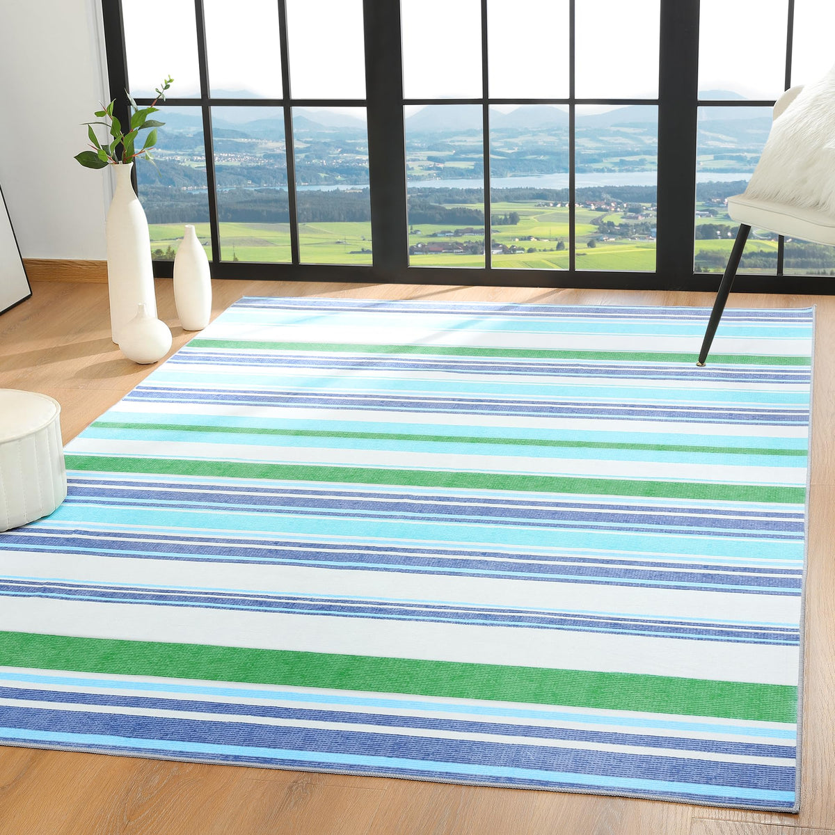Living Room Rug 5x7 Gray Area Rug Machine Washable Boho Rug Non Slip Abstract Vintage Indoor Large Rugs for Bedroom, Classroom, College Dorm, Farmhouse, Dining Room, Kids Playroom