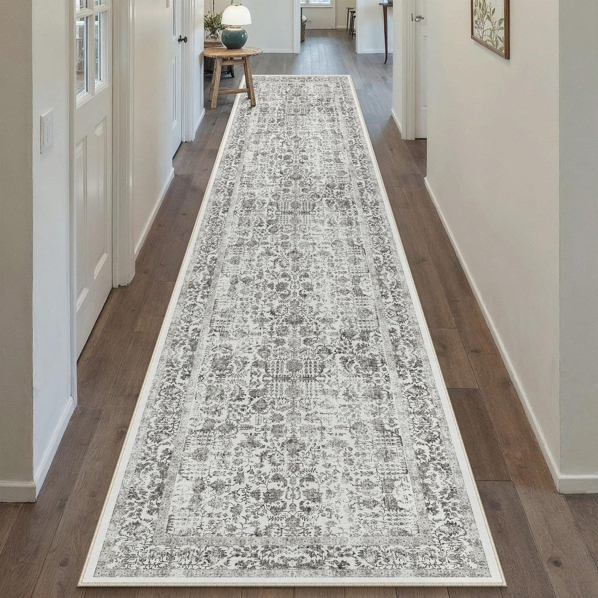 PureCozy Beige Area Rug 5x7 Vintage Farmhouse Floral