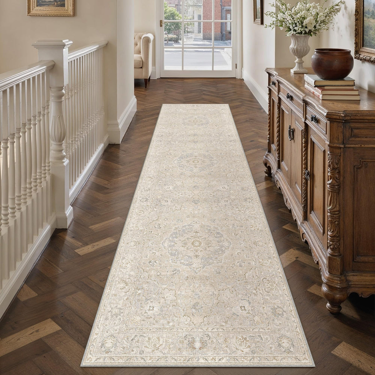 8x10 Beige Area Rug Vintage Carpet