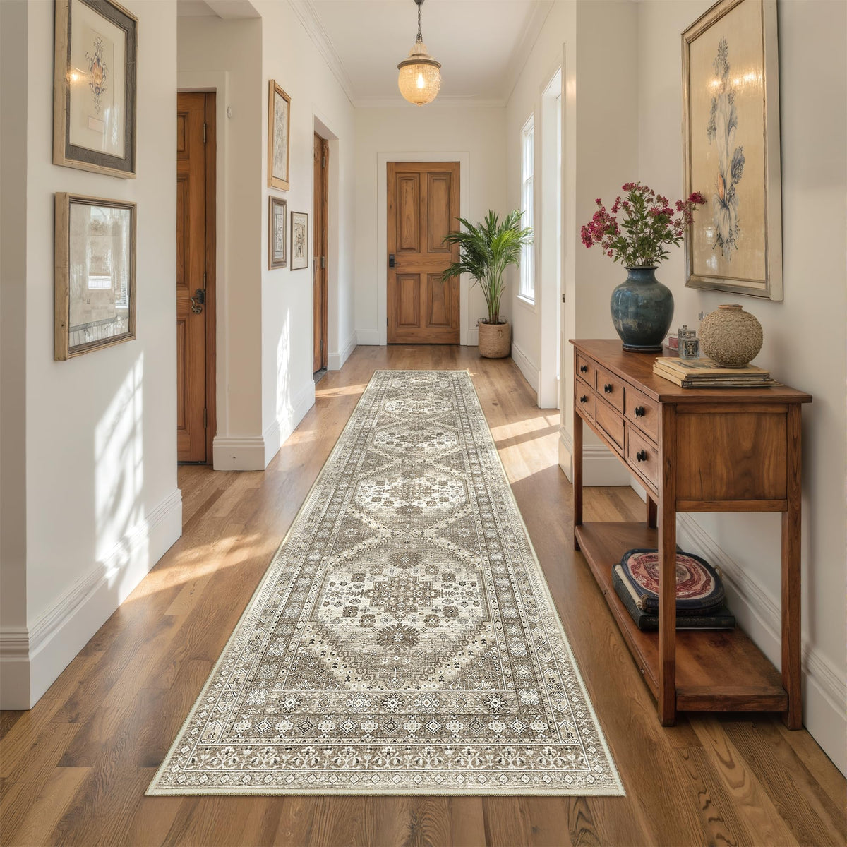 4x6 Area Rugs for Living Room, Non Slip Rugs for Bedroom, Beige