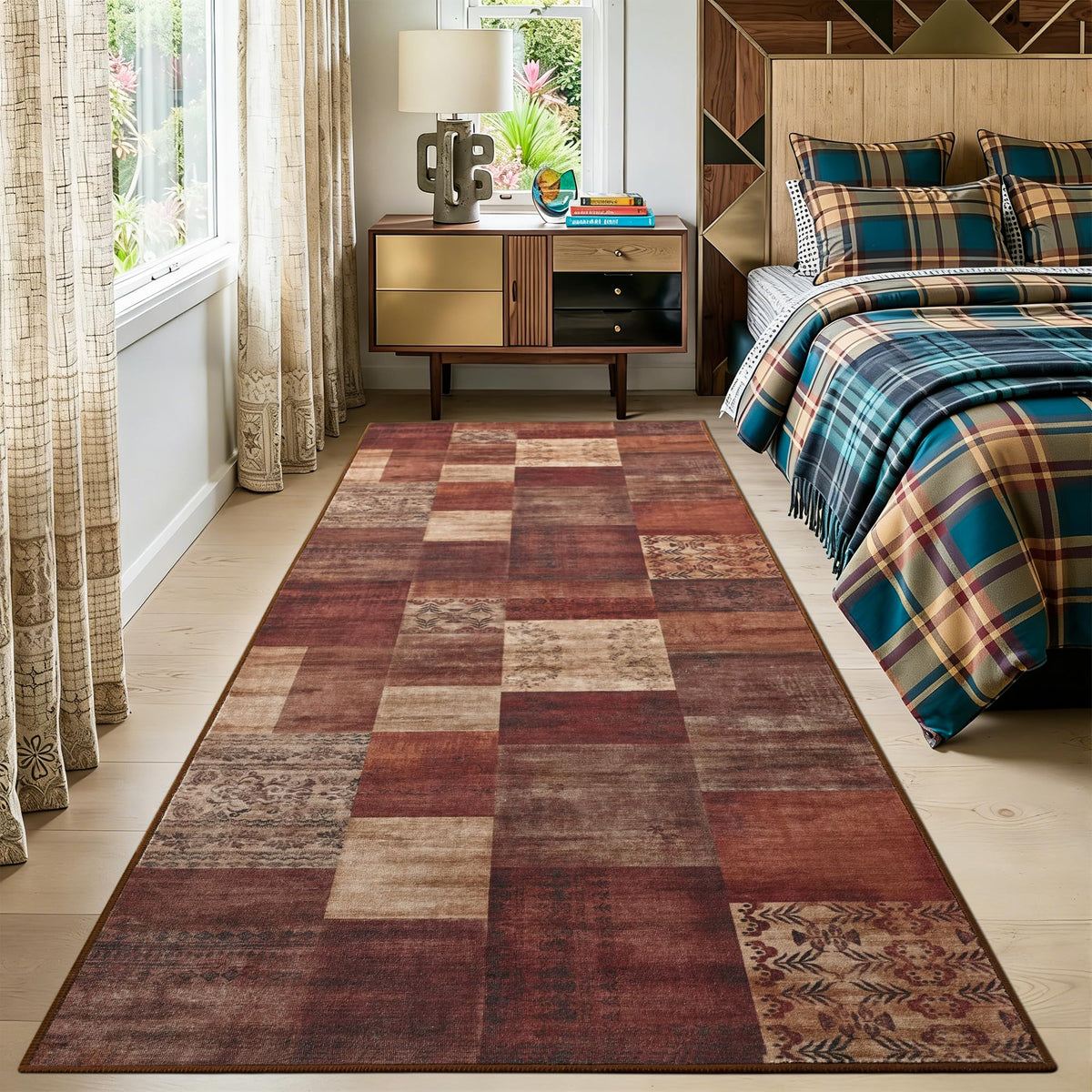 Tepook 4x6 Area Rugs for Living Room, Washable Large Geometric Bedroom Rug