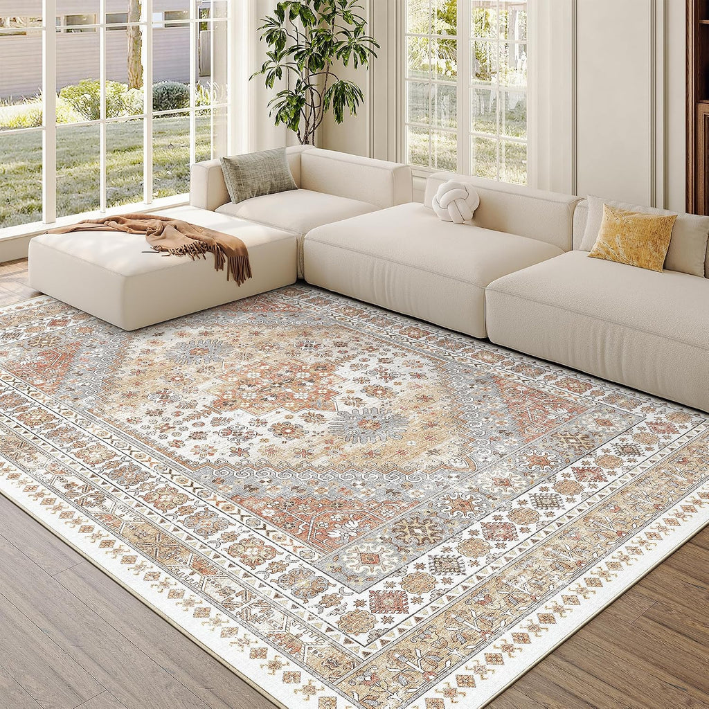 zesthome 5x7 Area Rugs for Living Room,Large Washable Rug,Orange