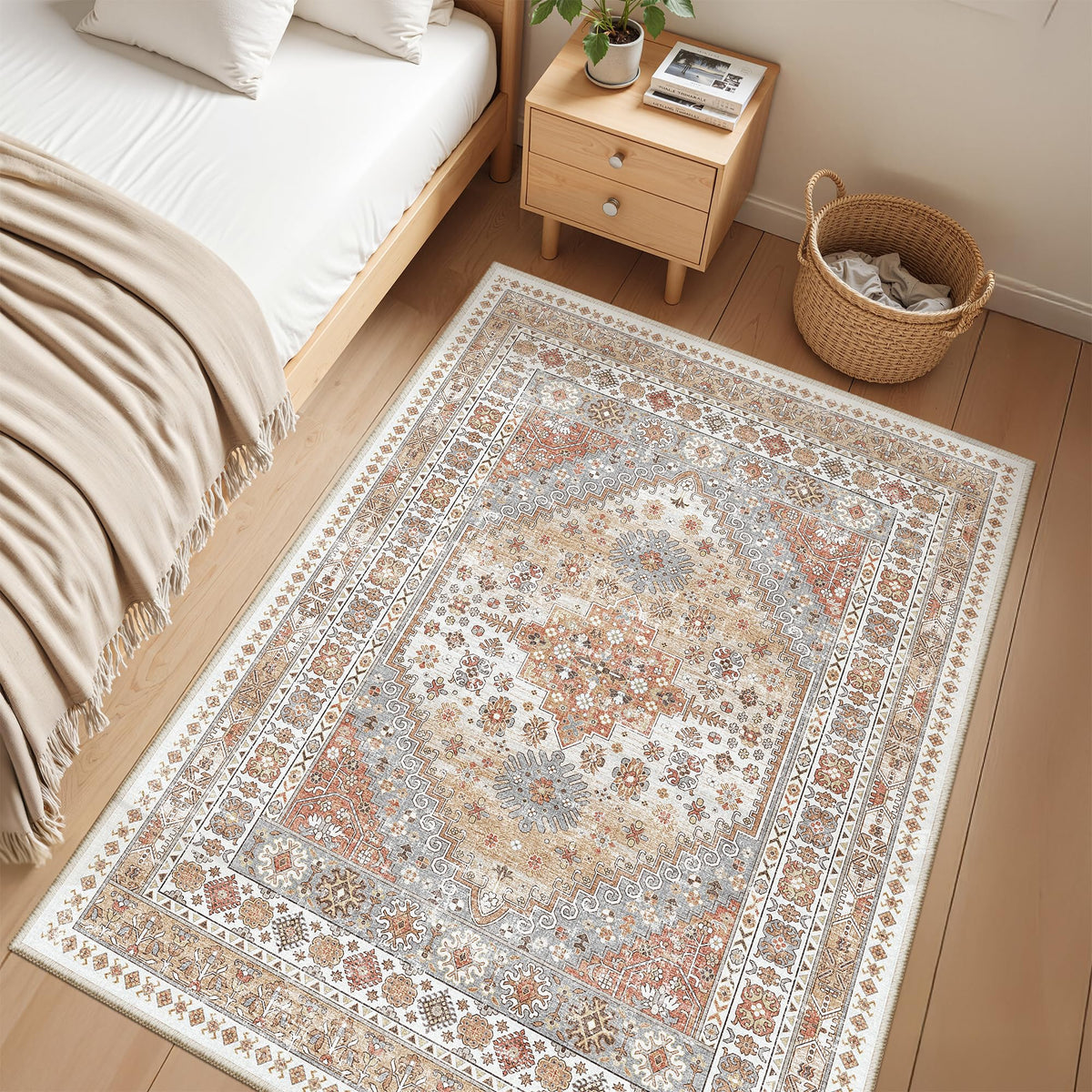 zesthome 5x7 Area Rugs for Living Room,Large Washable Rug,Orange