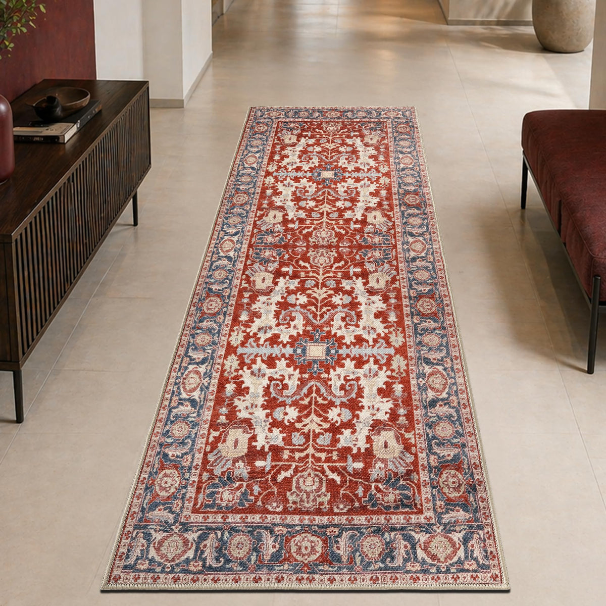 Keen Home Design Vintage Washable Entryway Rug, Non-Slip Low Pile, 3x5