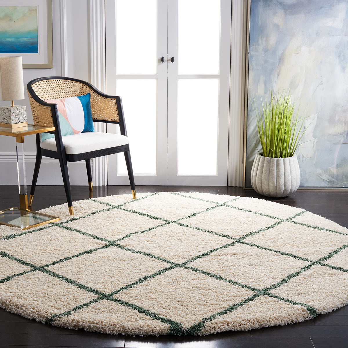 SAFAVIEH Hudson Shag Accent Rug 3'x5', Soft Plush Grey & Beige SGH281J