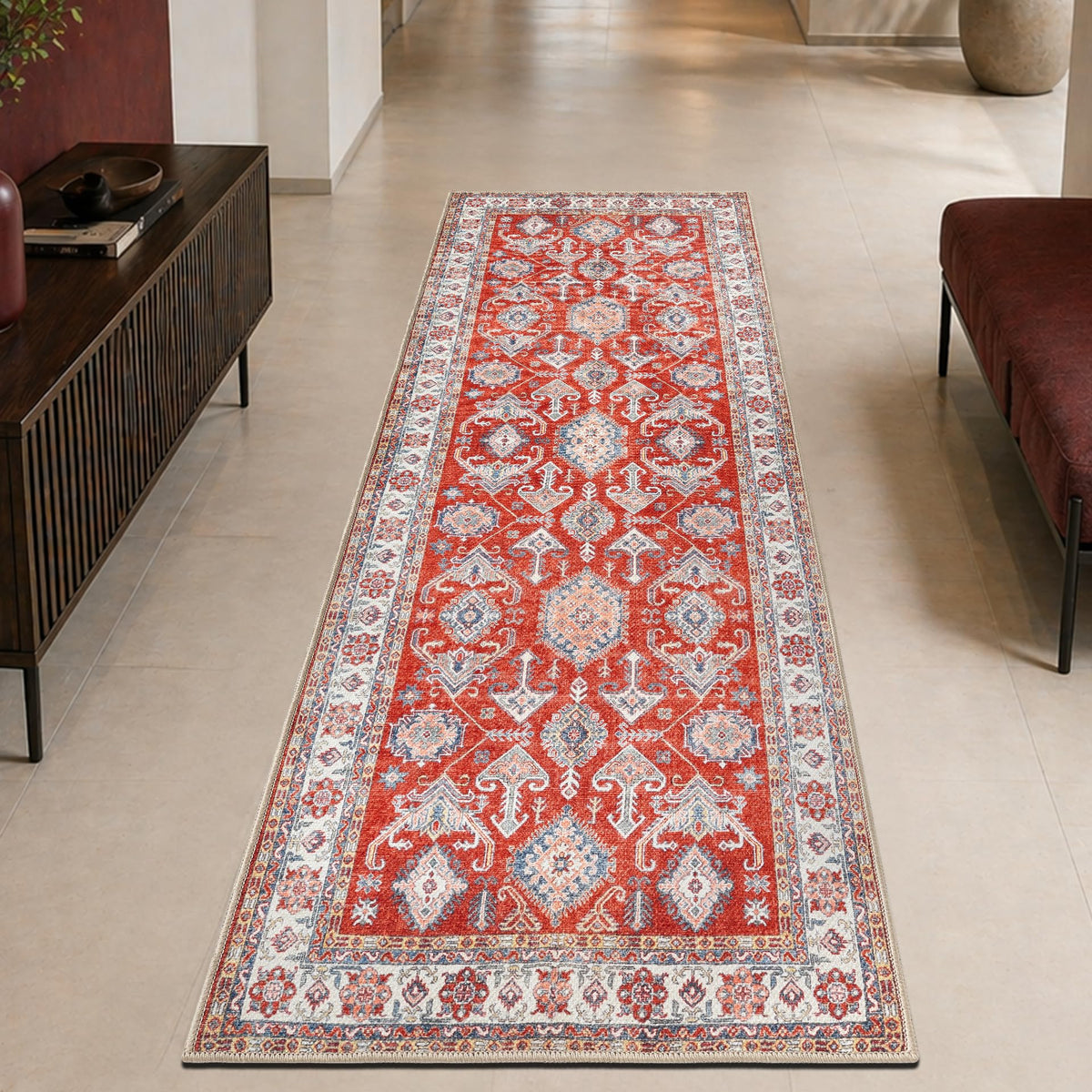 Keen Home Design Vintage Washable Area Rug, Non-Slip Low Pile, 5x7