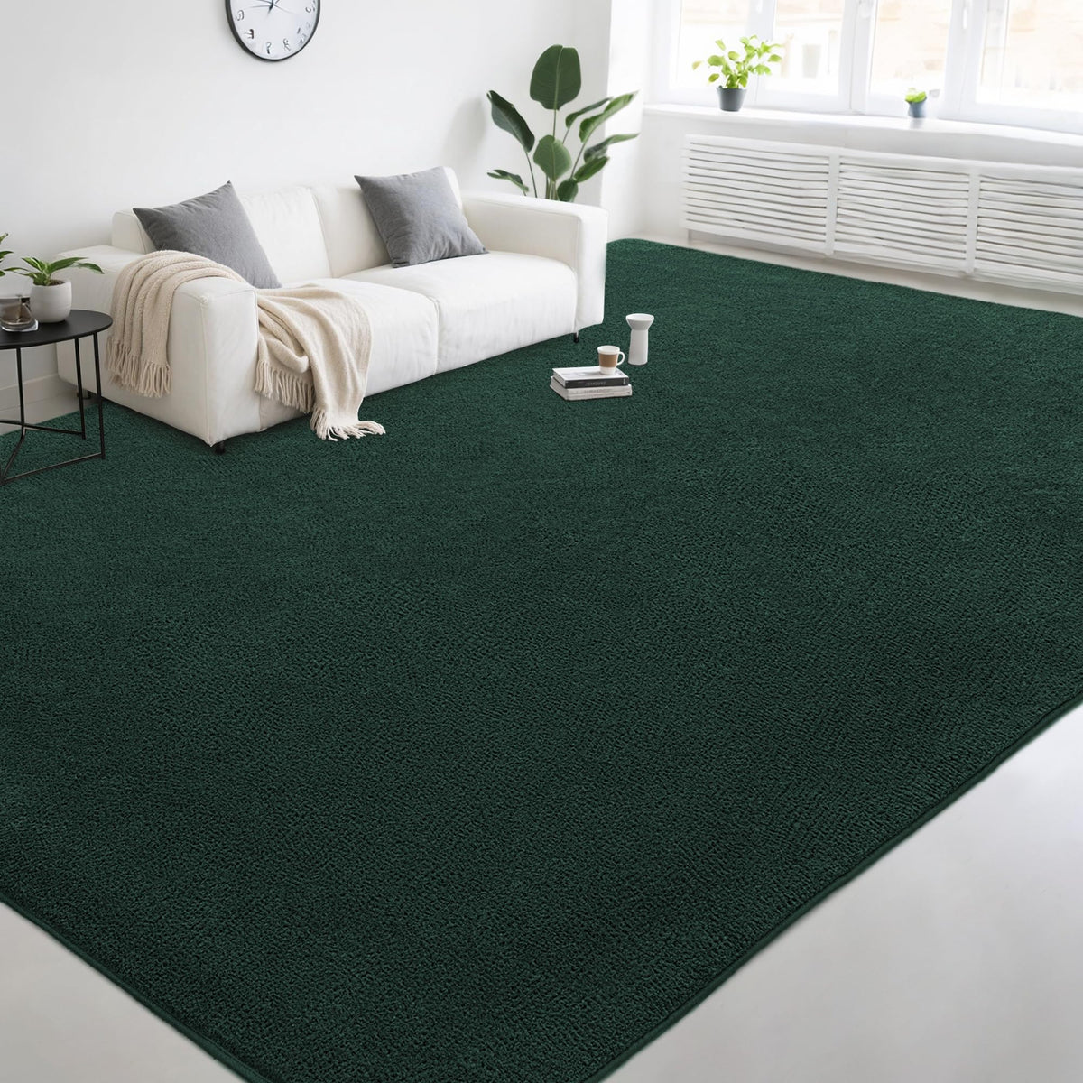 4x6 Ft Grey Modern Memory‑Foam Area Rug, Solid Indoor Carpet for Bedroom