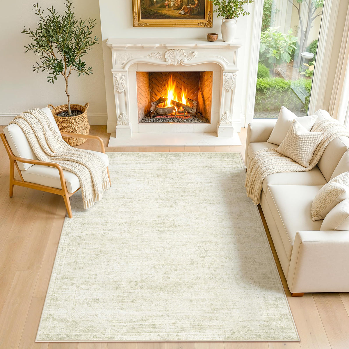 LIVELYGLOW 5x7 Washable Abstract Area Rug, Small Indoor Bedroom Dorm Rug