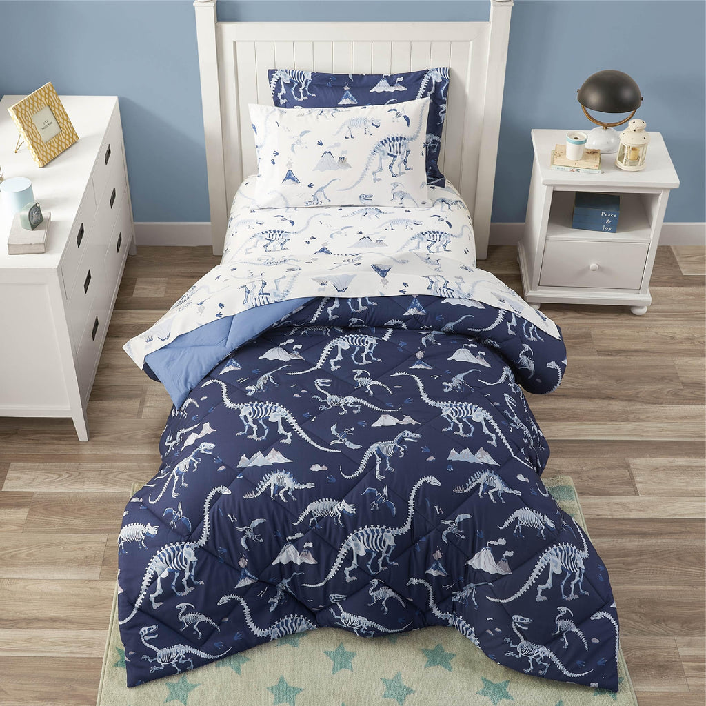 PPOLCA Twin Dinosaur Kids Bedding Set for Boys, 2 Pieces Twin Dinosaur Kids Comforter Sets for Boys, Super Soft Lightweight for All Seasons, Includes 1 Comforter (66"x86") and 1 Pillowcase(20"x26"+2")