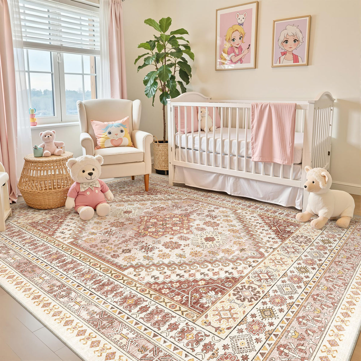 zesthome 5x7 Area Rugs for Living Room,Large Washable Rug,Orange