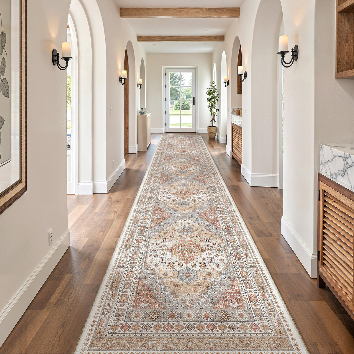 zesthome 5x7 Area Rugs for Living Room,Large Washable Rug,Orange