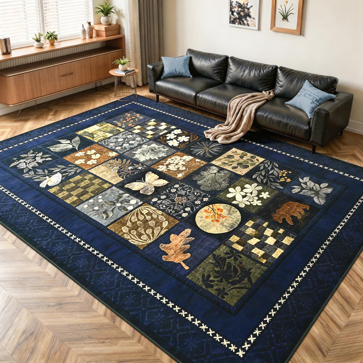 Tepook 4x6 Area Rugs for Living Room, Washable Large Geometric Bedroom Rug